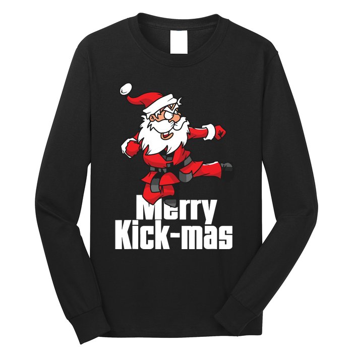 Christmas Merry Kickmas Santa Claus Karate Long Sleeve Shirt