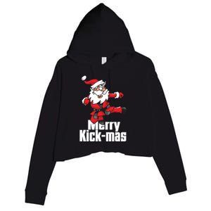 Christmas Merry Kickmas Santa Claus Karate Crop Fleece Hoodie