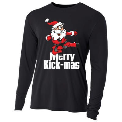 Christmas Merry Kickmas Santa Claus Karate Cooling Performance Long Sleeve Crew