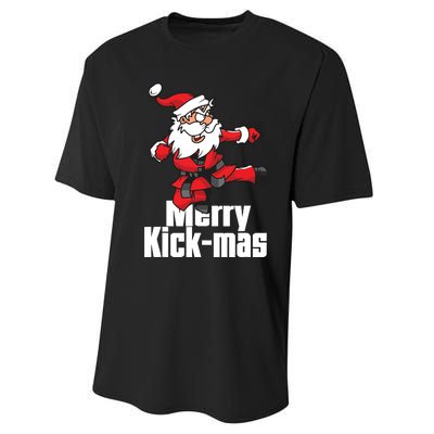 Christmas Merry Kickmas Santa Claus Karate Performance Sprint T-Shirt