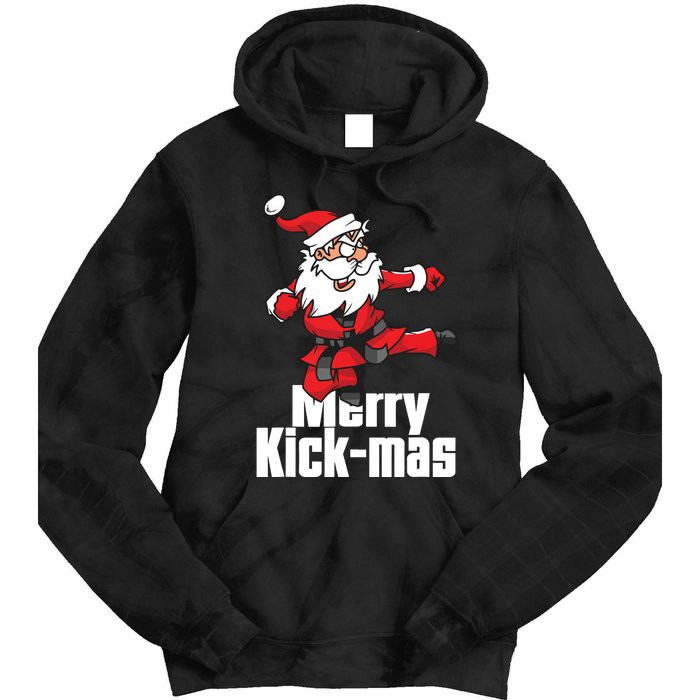 Christmas Merry Kickmas Santa Claus Karate Tie Dye Hoodie