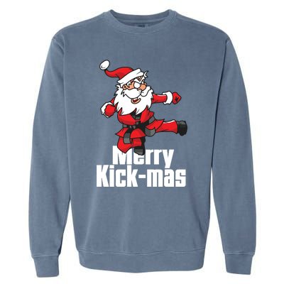 Christmas Merry Kickmas Santa Claus Karate Garment-Dyed Sweatshirt