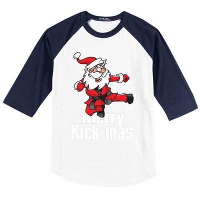 Christmas Merry Kickmas Santa Claus Karate Baseball Sleeve Shirt