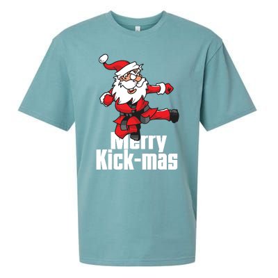 Christmas Merry Kickmas Santa Claus Karate Sueded Cloud Jersey T-Shirt