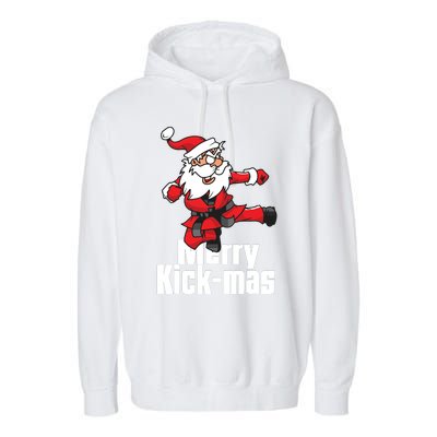 Christmas Merry Kickmas Santa Claus Karate Garment-Dyed Fleece Hoodie