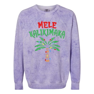 Christmas Mele Kalikimaka Palm Tree Hawaiian Lights In July Colorblast Crewneck Sweatshirt