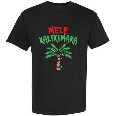 Christmas Mele Kalikimaka Palm Tree Hawaiian Lights In July Garment-Dyed Heavyweight T-Shirt