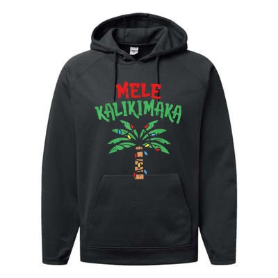 Christmas Mele Kalikimaka Palm Tree Hawaiian Lights In July Performance Fleece Hoodie