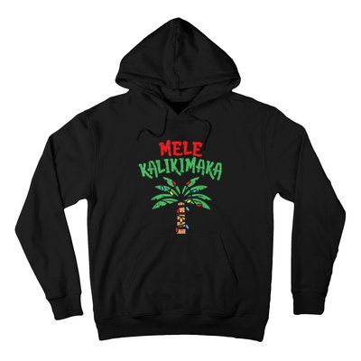 Christmas Mele Kalikimaka Palm Tree Hawaiian Lights In July Hoodie