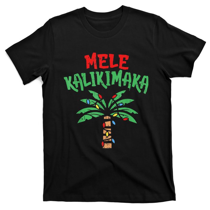 Christmas Mele Kalikimaka Palm Tree Hawaiian Lights In July T-Shirt