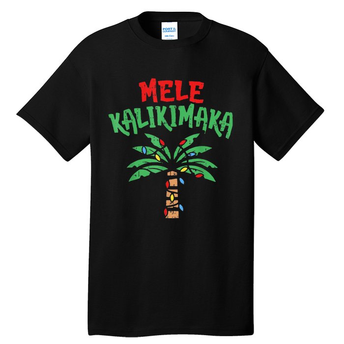 Christmas Mele Kalikimaka Palm Tree Hawaiian Lights In July Tall T-Shirt