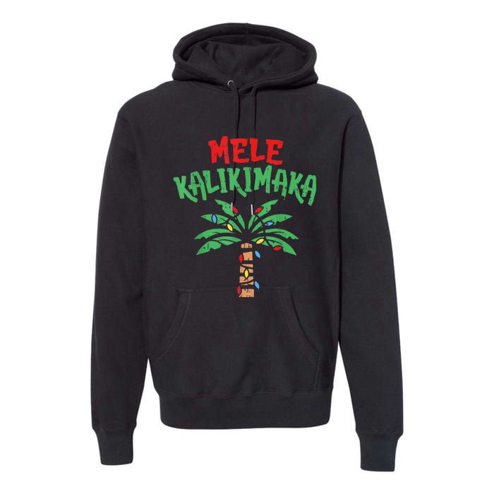 Christmas Mele Kalikimaka Palm Tree Hawaiian Lights In July Premium Hoodie