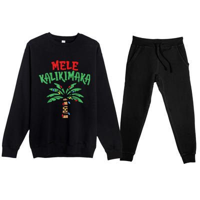 Christmas Mele Kalikimaka Palm Tree Hawaiian Lights In July Premium Crewneck Sweatsuit Set