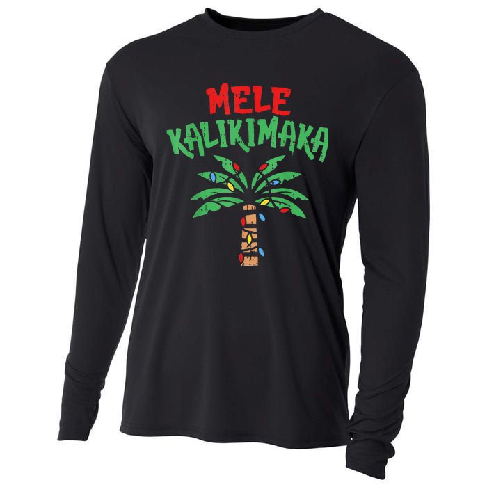 Christmas Mele Kalikimaka Palm Tree Hawaiian Lights In July Cooling Performance Long Sleeve Crew