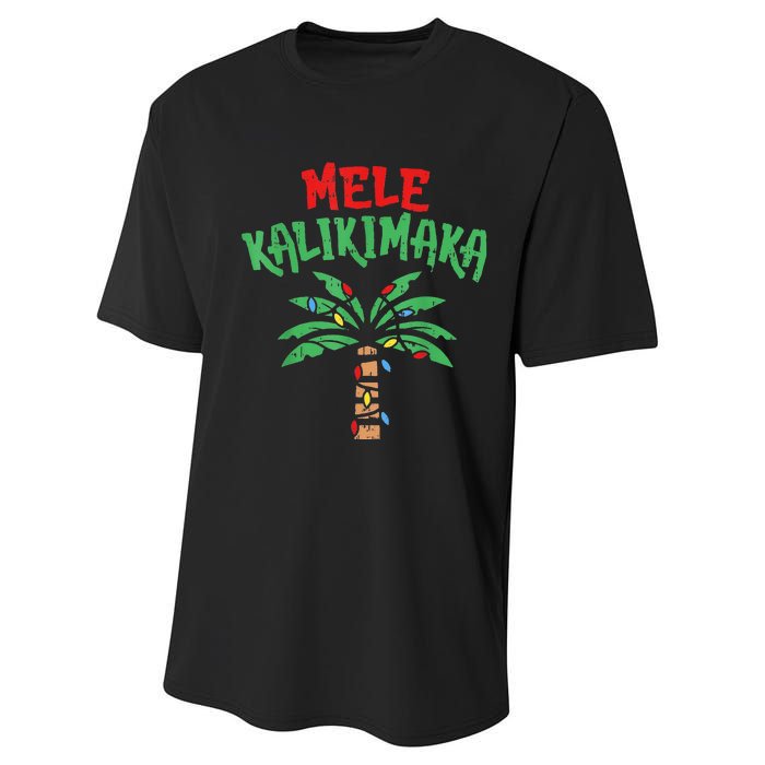 Christmas Mele Kalikimaka Palm Tree Hawaiian Lights In July Performance Sprint T-Shirt