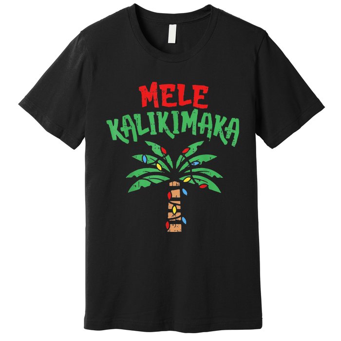 Christmas Mele Kalikimaka Palm Tree Hawaiian Lights In July Premium T-Shirt