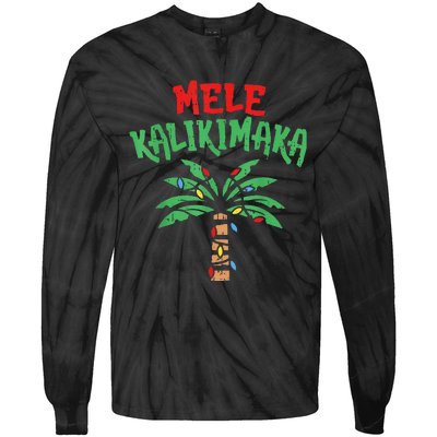 Christmas Mele Kalikimaka Palm Tree Hawaiian Lights In July Tie-Dye Long Sleeve Shirt