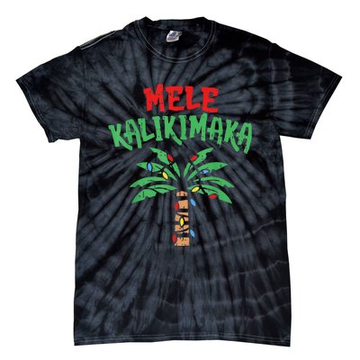 Christmas Mele Kalikimaka Palm Tree Hawaiian Lights In July Tie-Dye T-Shirt