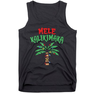 Christmas Mele Kalikimaka Palm Tree Hawaiian Lights In July Tank Top