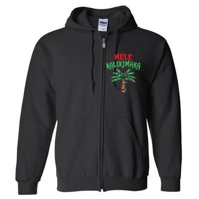 Christmas Mele Kalikimaka Palm Tree Hawaiian Lights In July Full Zip Hoodie