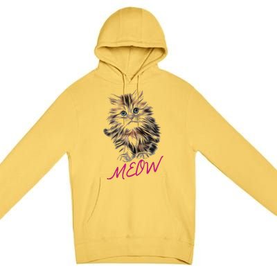 Cat Meow Kitty Funny Cats Mom And Cat Dad Gift Premium Pullover Hoodie