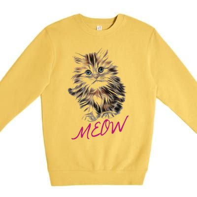 Cat Meow Kitty Funny Cats Mom And Cat Dad Gift Premium Crewneck Sweatshirt