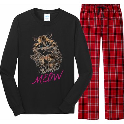 Cat Meow Kitty Funny Cats Mom And Cat Dad Gift Long Sleeve Pajama Set