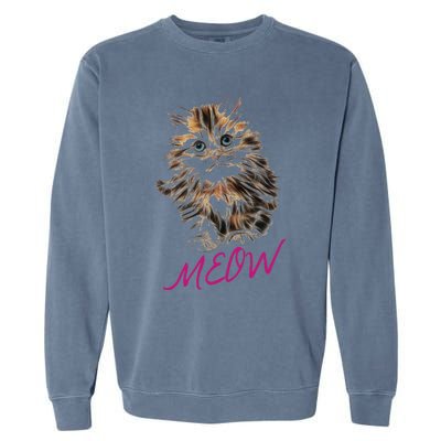 Cat Meow Kitty Funny Cats Mom And Cat Dad Gift Garment-Dyed Sweatshirt