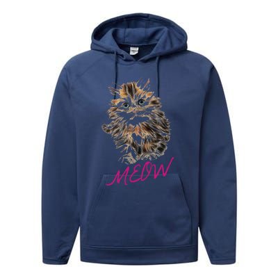 Cat Meow Kitty Funny Cats Mom And Cat Dad Gift Performance Fleece Hoodie