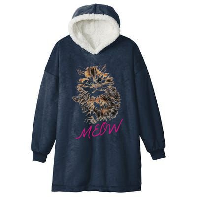 Cat Meow Kitty Funny Cats Mom And Cat Dad Gift Hooded Wearable Blanket