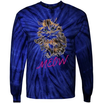 Cat Meow Kitty Funny Cats Mom And Cat Dad Gift Tie-Dye Long Sleeve Shirt