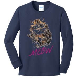 Cat Meow Kitty Funny Cats Mom And Cat Dad Gift Kids Long Sleeve Shirt