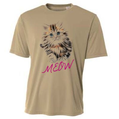 Cat Meow Kitty Funny Cats Mom And Cat Dad Gift Cooling Performance Crew T-Shirt