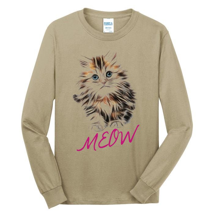 Cat Meow Kitty Funny Cats Mom And Cat Dad Gift Tall Long Sleeve T-Shirt