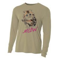 Cat Meow Kitty Funny Cats Mom And Cat Dad Gift Cooling Performance Long Sleeve Crew