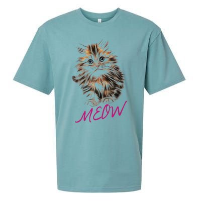 Cat Meow Kitty Funny Cats Mom And Cat Dad Gift Sueded Cloud Jersey T-Shirt