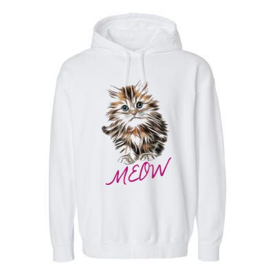 Cat Meow Kitty Funny Cats Mom And Cat Dad Gift Garment-Dyed Fleece Hoodie