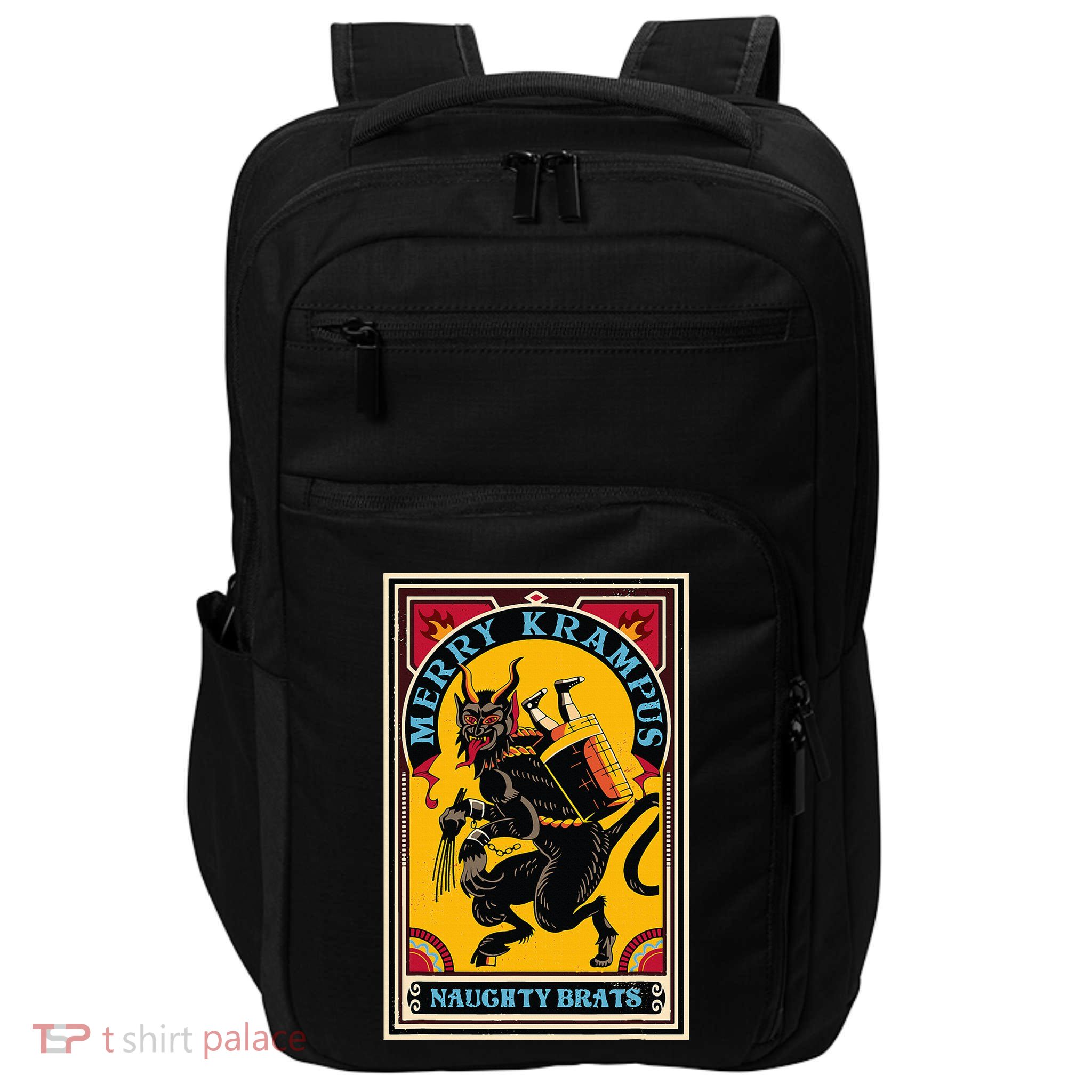 Christmas Merry Krampus Naughty Brats Circus Poster Style  Impact Tech Backpack