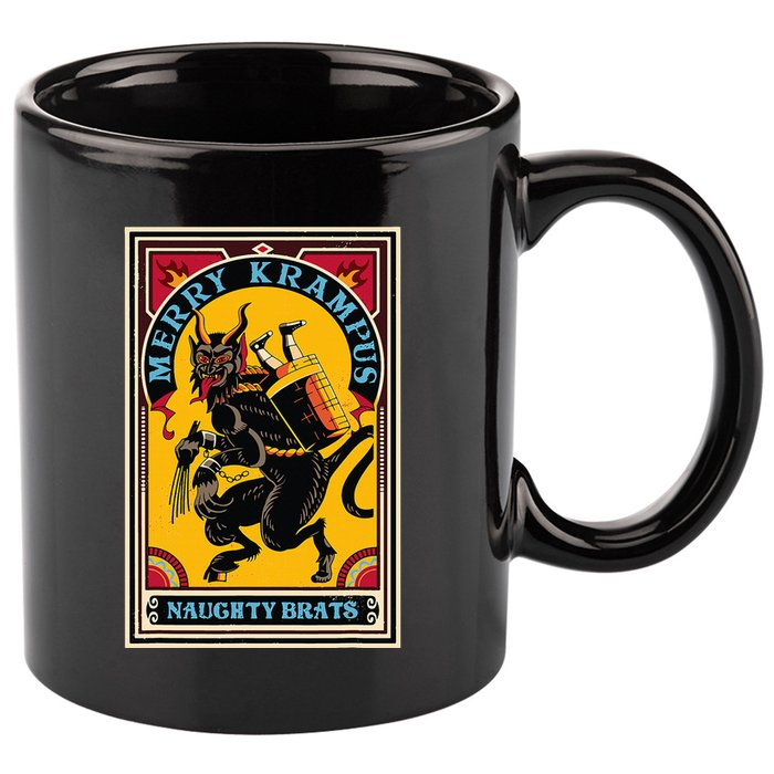 Christmas Merry Krampus Naughty Brats Circus Poster Style  11oz C Handle Ceramic Mug