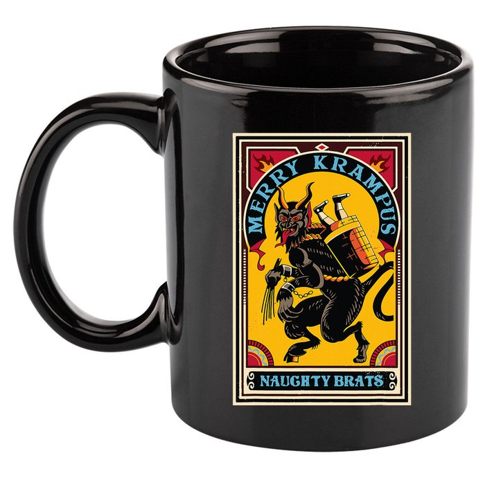 Christmas Merry Krampus Naughty Brats Circus Poster Style  11oz C Handle Ceramic Mug