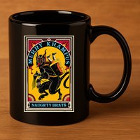 Christmas Merry Krampus Naughty Brats Circus Poster Style  11oz C Handle Ceramic Mug