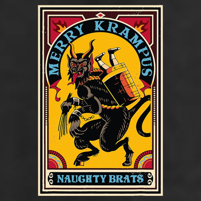 Christmas Merry Krampus Naughty Brats Circus Poster Style  11oz C Handle Ceramic Mug