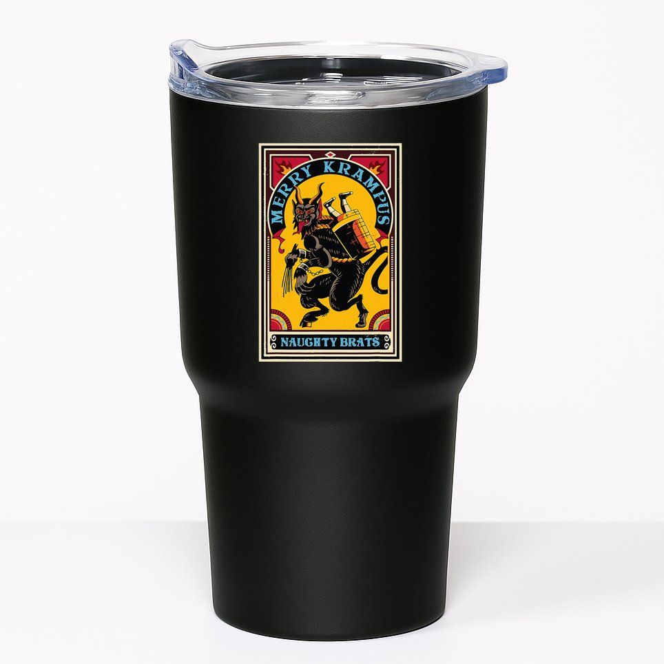 Christmas Merry Krampus Naughty Brats Circus Poster Style  Tumbler