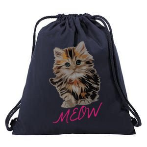 Cat Meow Kitty Funny Cats Mom And Cat Dad Gift Drawstring Bag