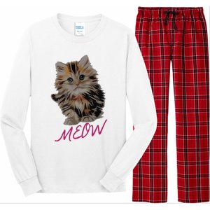 Cat Meow Kitty Funny Cats Mom And Cat Dad Gift Long Sleeve Pajama Set