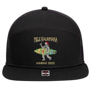 Cute Mele Kalikimaka For Hawaii Or Christmas Cruise Vacation Gift 7 Panel Mesh Trucker Snapback Hat