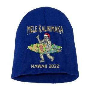 Cute Mele Kalikimaka For Hawaii Or Christmas Cruise Vacation Gift Short Acrylic Beanie