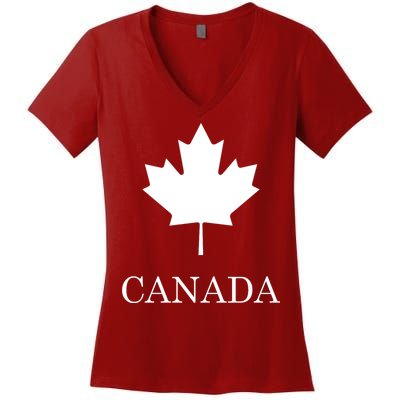 Canada Maple Leaf Canadian Flag Women's V-Neck T-Shirt