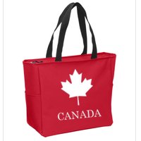 Canada Maple Leaf Canadian Flag Zip Tote Bag