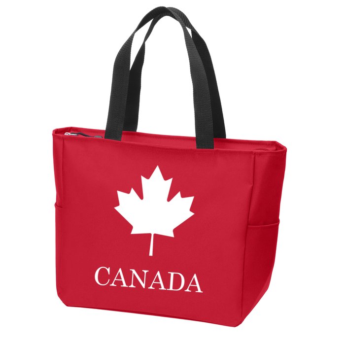 Canada Maple Leaf Canadian Flag Zip Tote Bag